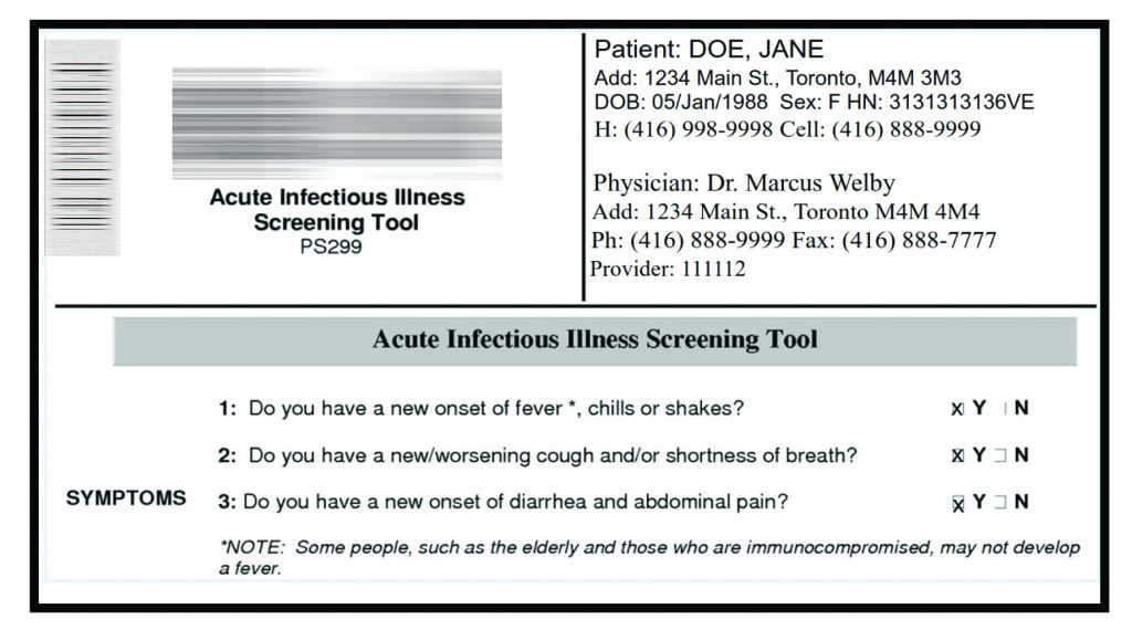 Acute Infectious Illness Screening Tool
