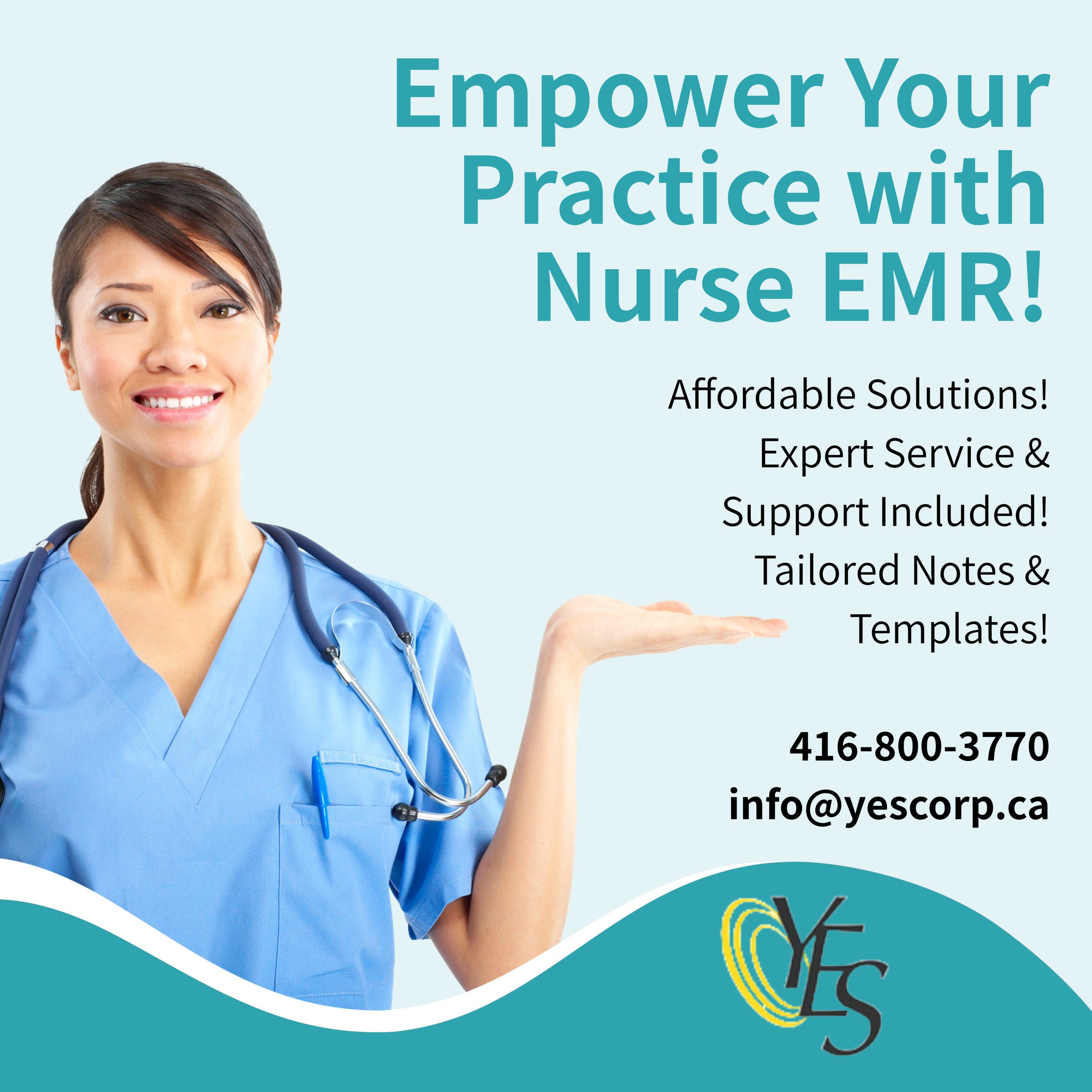 EMR Software for Nurse Practitioners in Ontario - YES Medical Nurse practitioner using EMR software during patient consultation